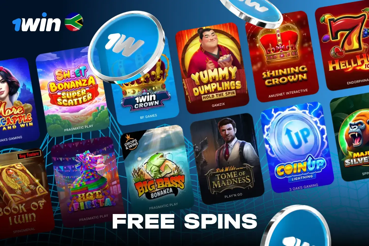 Offer details for 70 free spins available on first deposit at 1win casino