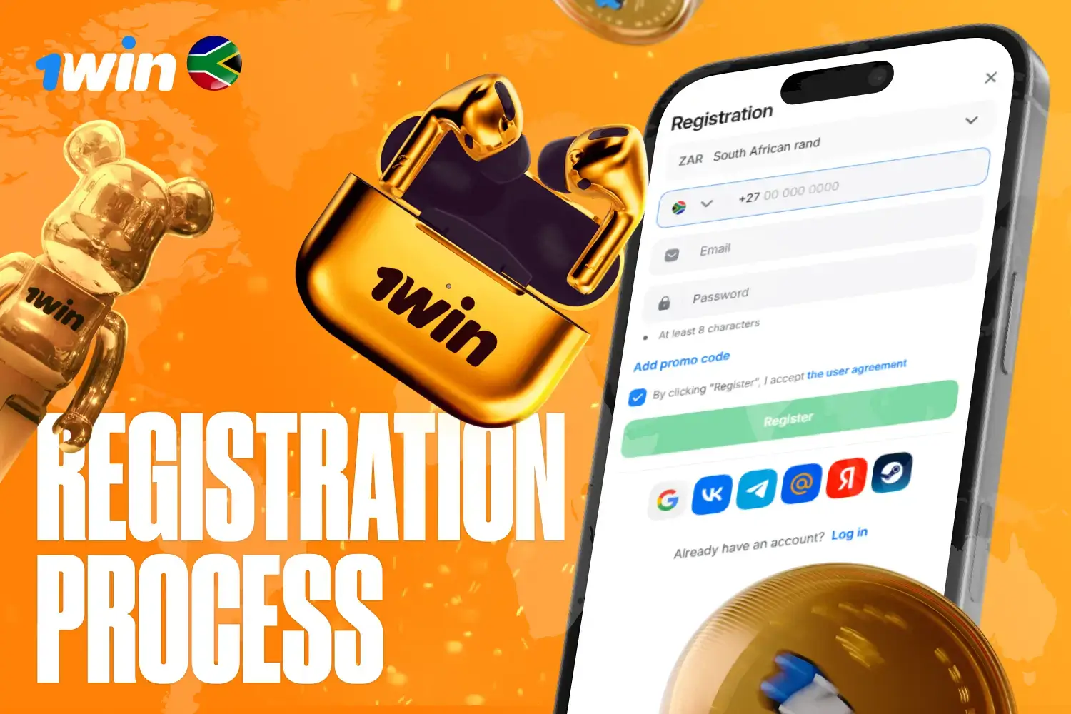 Simple step-by-step registration form for 1win accounts